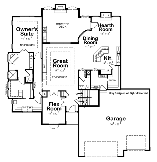 House Plan Design - European Floor Plan - Main Floor Plan #20-2245