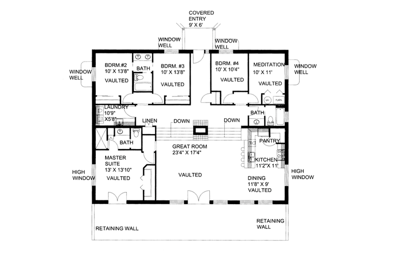 Home Plan - Floor Plan - Main Floor for Contemporary House Plan #117-863 - 4 bed, 3 bath