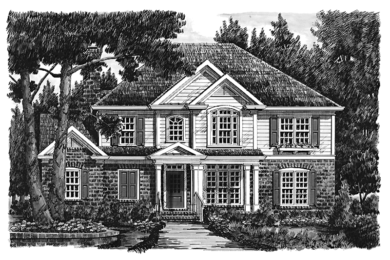 House Blueprint - Exterior - Front Elevation 3 for Colonial House Plan #927-835 - 5 bed, 3 bath
