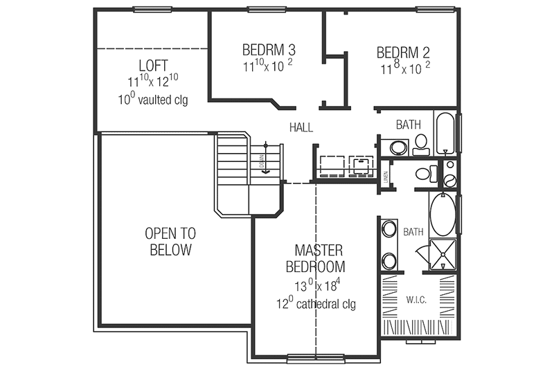 Home Plan - Floor Plan - Upper Floor for Country House Plan #472-394 - 3 bed, 2.5 bath