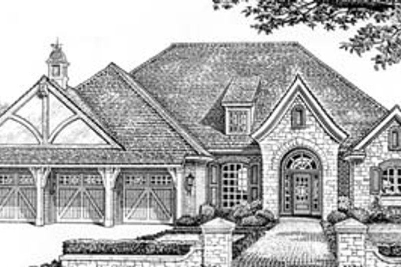 Dream House Plan - Tudor Exterior - Front Elevation Plan #310-534