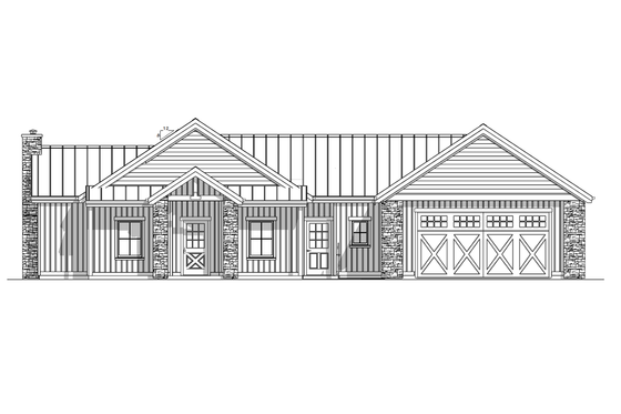 Exterior - Front Elevation 4 for Ranch House Plan #1099-19 - 3 bed, 2.5 bath