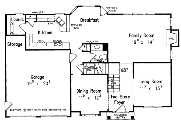Home Plan - Colonial Floor Plan - Main Floor Plan #927-166