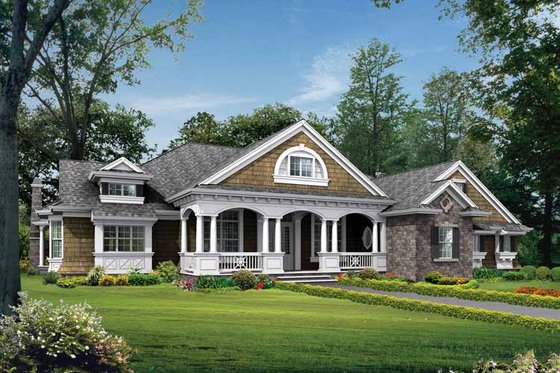 Exterior - Front Elevation 3 for Craftsman House Plan #132-257 - 4 bed, 3 bath