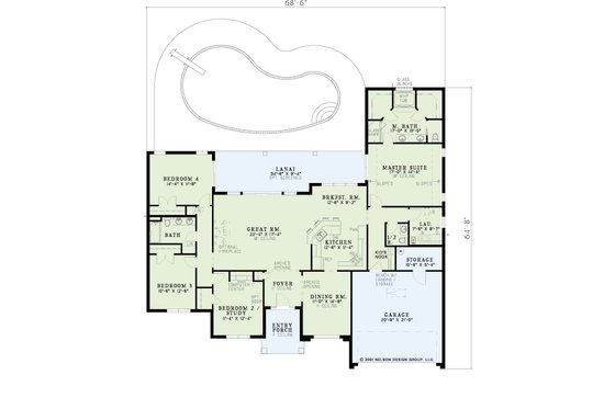 Floor Plan - Main Floor for Mediterranean House Plan #17-3227 - 4 bed, 2.5 bath