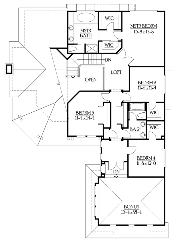 House Blueprint - Craftsman Floor Plan - Upper Floor Plan #132-450