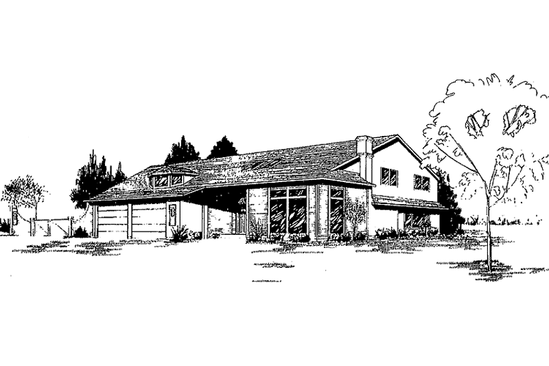 Home Plan - Exterior - Front Elevation 3 for Contemporary House Plan #60-914 - 4 bed, 3.5 bath
