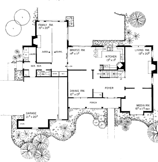 House Blueprint - Country Floor Plan - Main Floor Plan #72-870
