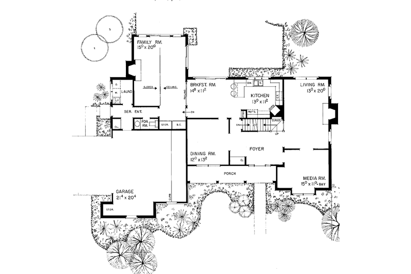 House Blueprint - Floor Plan - Main Floor for Country House Plan #72-870 - 4 bed, 2.5 bath
