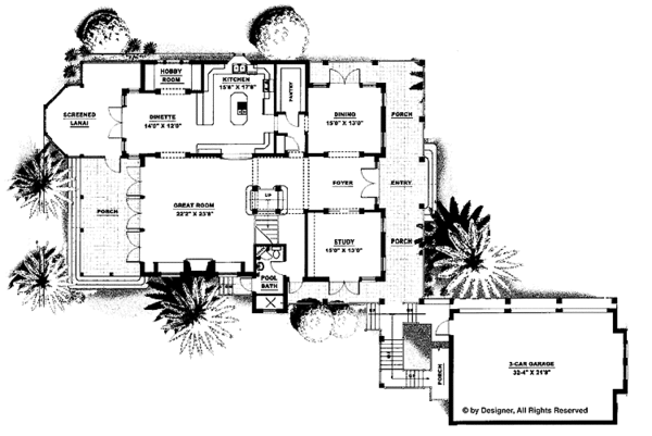 House Design - Adobe / Southwestern Floor Plan - Main Floor Plan #1017-96