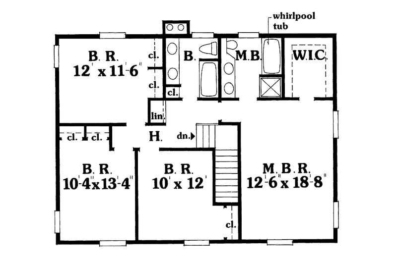 Dream House Plan - Floor Plan - Upper Floor for Country House Plan #456-53 - 4 bed, 2.5 bath