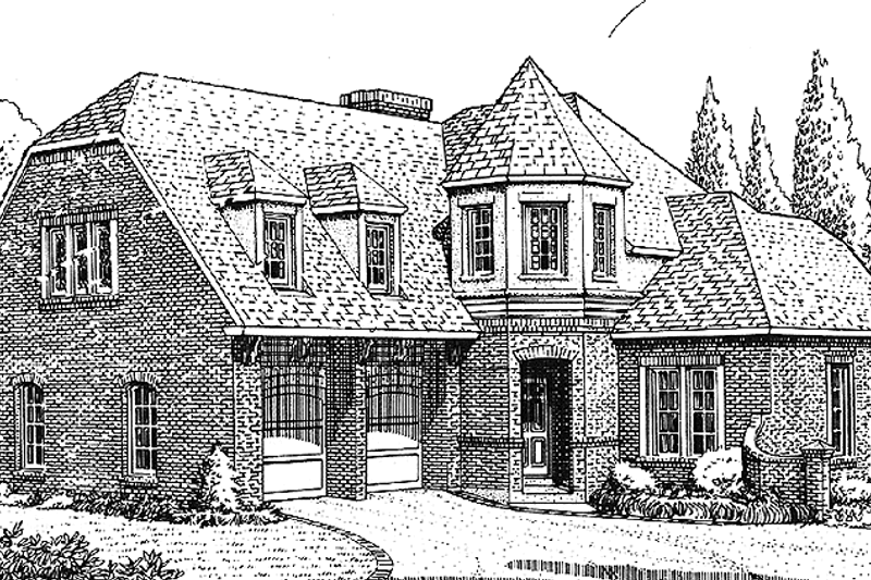 House Blueprint - European Exterior - Front Elevation Plan #410-3576