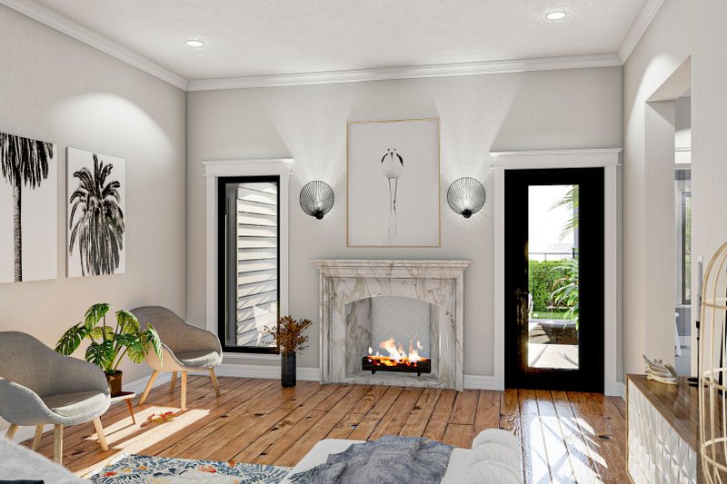 Architectural House Design - Interior - Family Room 1 for Mediterranean House Plan #455-135 - 3 bed, 2 bath