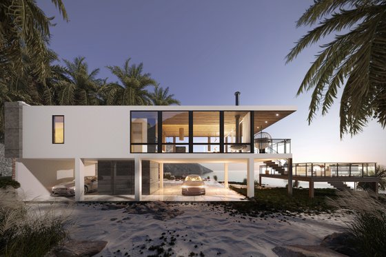 Exterior - Rear Elevation for Modern House Plan #1066-301 - 1 bed, 1.5 bath