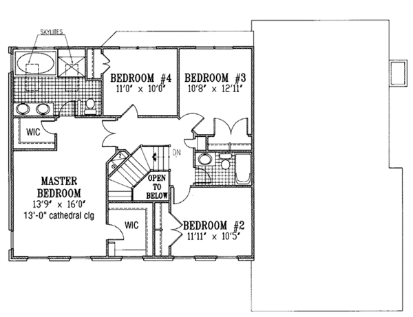 House Design - Classical Floor Plan - Upper Floor Plan #953-28