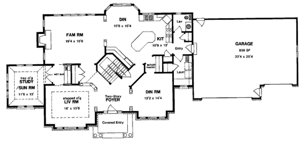 Architectural House Design - Traditional Floor Plan - Main Floor Plan #316-143