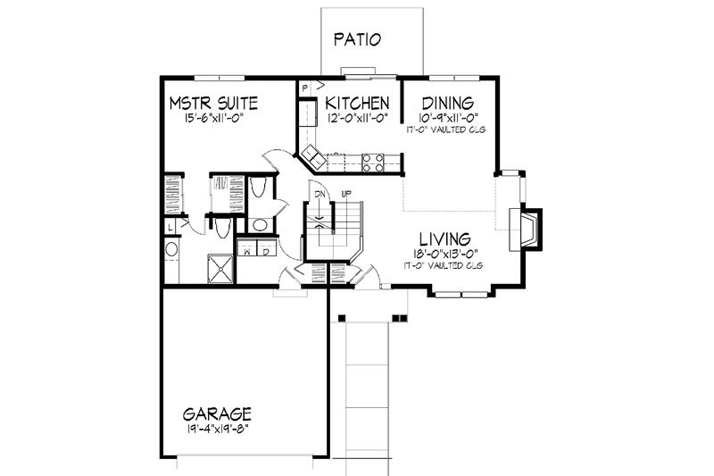 Home Plan - Floor Plan - Main Floor for Traditional House Plan #320-754 - 3 bed, 2.5 bath