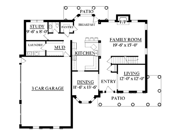 House Design - Traditional Floor Plan - Main Floor Plan #937-22