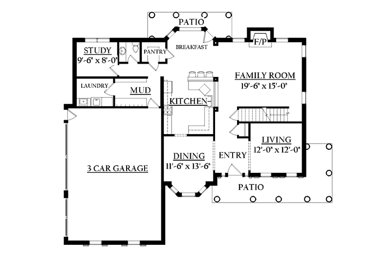 Architectural House Design - Floor Plan - Main Floor for Traditional House Plan #937-22 - 4 bed, 3.5 bath
