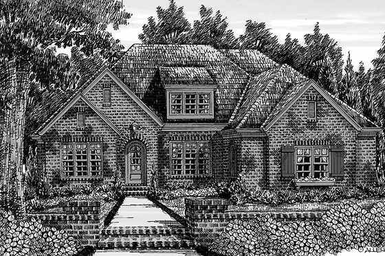 Exterior - Front Elevation 3 for European House Plan #927-405 - 4 bed, 3 bath