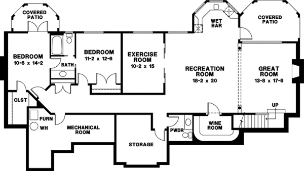 Architectural House Design - European Floor Plan - Lower Floor Plan #966-81