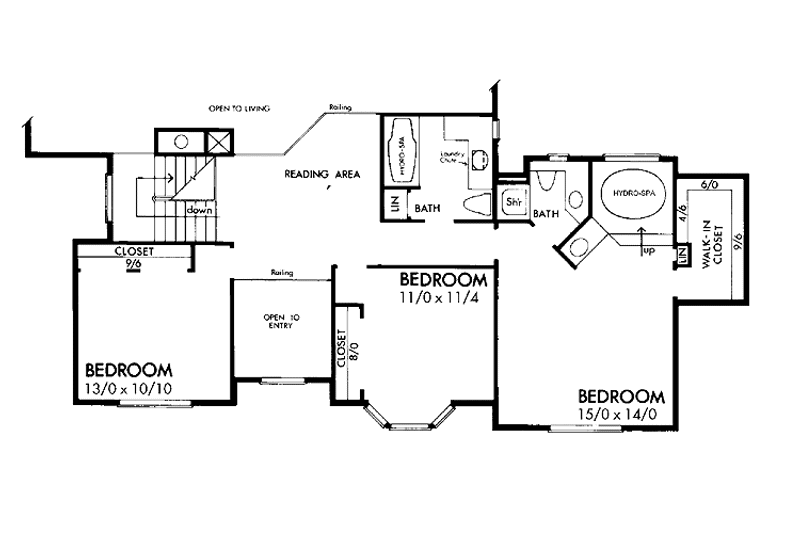 Architectural House Design - Floor Plan - Upper Floor for Country House Plan #320-1320 - 3 bed, 2.5 bath