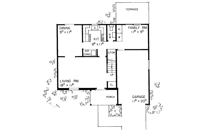 Home Plan - Floor Plan - Main Floor for Country House Plan #72-510 - 3 bed, 1.5 bath
