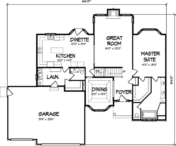 Architectural House Design - Traditional Floor Plan - Main Floor Plan #320-1458
