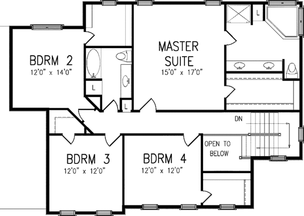 Architectural House Design - Colonial Floor Plan - Upper Floor Plan #320-986