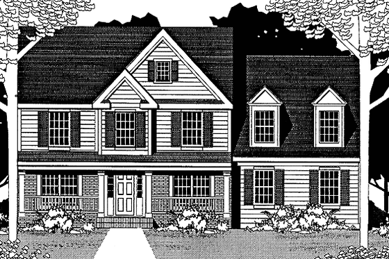 Exterior - Front Elevation 3 for Country House Plan #1053-23 - 4 bed, 2.5 bath
