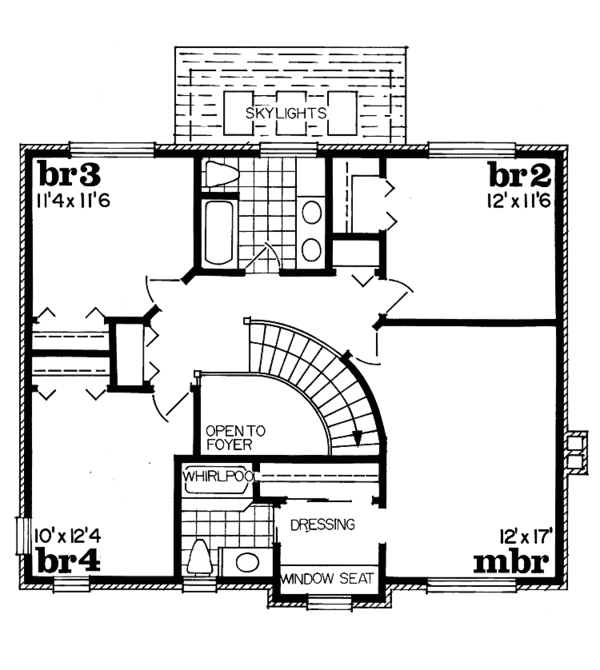 House Blueprint - Colonial Floor Plan - Upper Floor Plan #47-970
