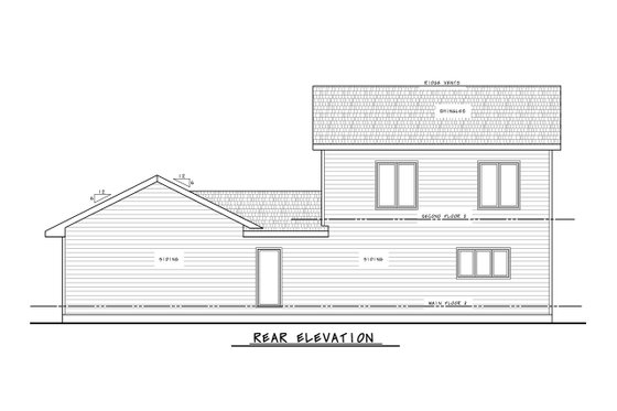 Exterior - Rear Elevation for Traditional House Plan #20-2507 - 3 bed, 3.5 bath