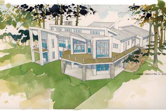 Exterior - Rear Elevation 3 for Contemporary House Plan #928-168 - 5 bed, 4.5 bath