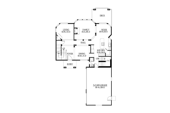 Floor Plan - Main Floor for Craftsman House Plan #132-478 - 3 bed, 2.5 bath