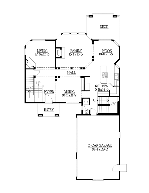 Craftsman Floor Plan - Main Floor Plan #132-478