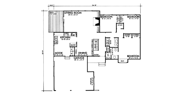 Architectural House Design - Ranch Floor Plan - Main Floor Plan #320-1336