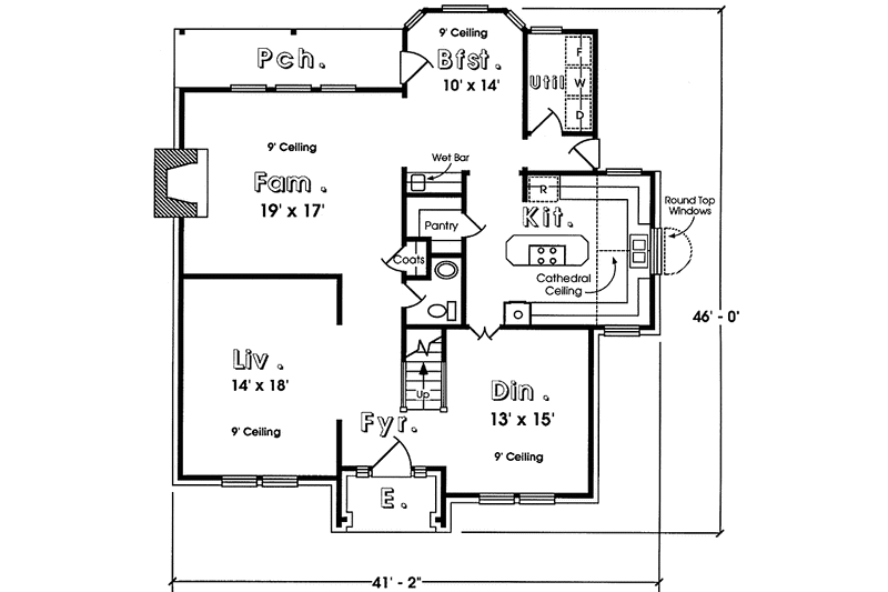 House Blueprint - Floor Plan - Main Floor for Country House Plan #974-10 - 4 bed, 2.5 bath