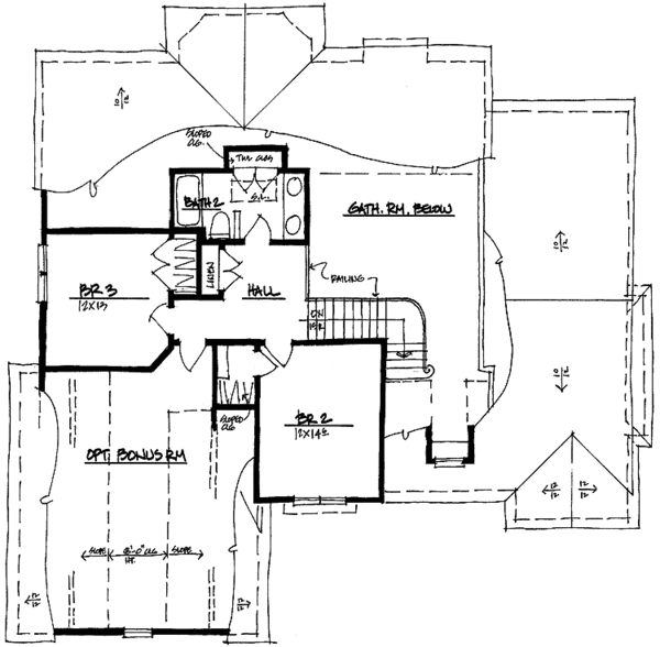 Architectural House Design - Colonial Floor Plan - Upper Floor Plan #328-404
