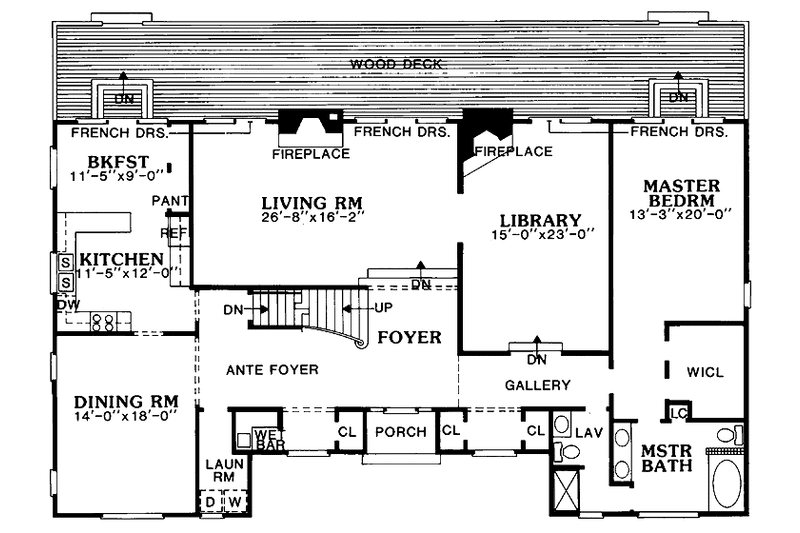 House Plan Design - Floor Plan - Main Floor for European House Plan #314-264 - 4 bed, 3 bath