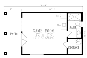 Floor Plan - Main Floor for Adobe / Southwestern House Plan #1-103, 1 bath