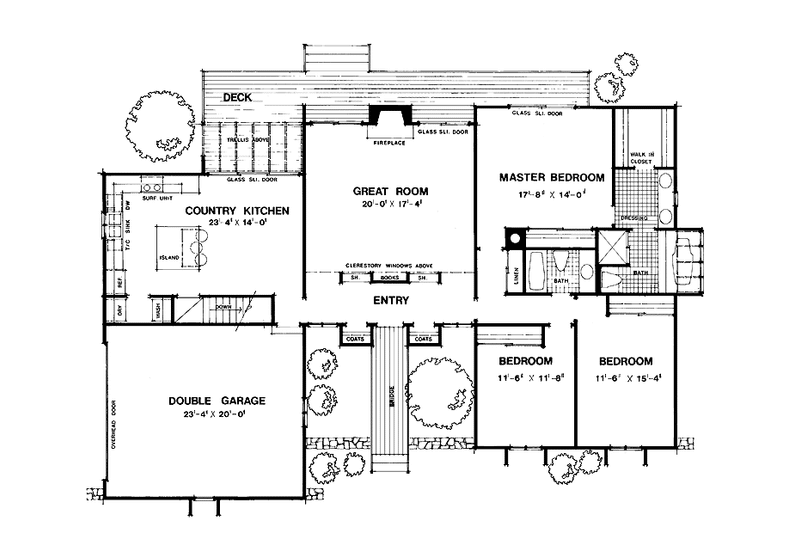 Home Plan - Floor Plan - Main Floor for Contemporary House Plan #72-1065 - 3 bed, 2 bath