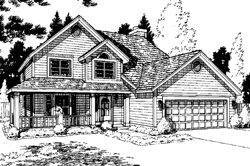 Home Plan - Exterior - Front Elevation 3 for Country House Plan #300-113 - 3 bed, 2.5 bath