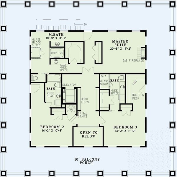 Architectural House Design - Southern Floor Plan - Upper Floor Plan #17-3233