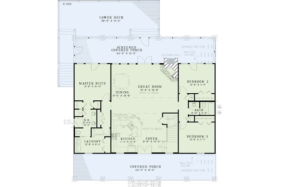 Floor Plan - Main Floor for Country House Plan #17-2512 - 5 bed, 3 bath