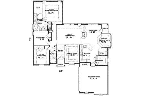 Floor Plan - Main Floor for Colonial House Plan #81-567 - 3 bed, 3 bath