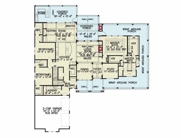 Farmhouse Floor Plan - Main Floor Plan #54-488