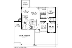 Floor Plan - Main Floor for Ranch House Plan #70-1047 - 3 bed, 2 bath