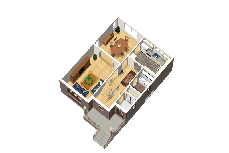 House Blueprint - Floor Plan - Main Floor 1 for European House Plan #25-4556 - 3 bed, 1 bath