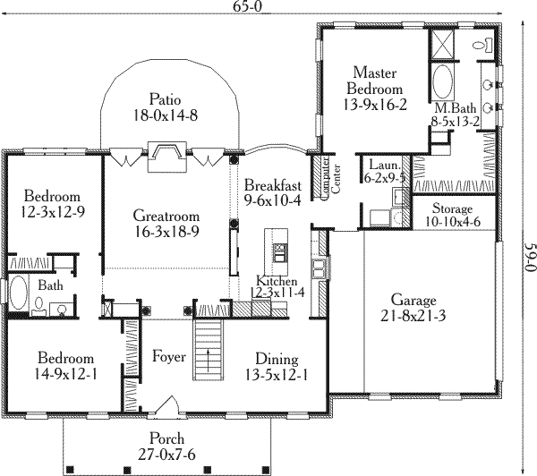 Architectural House Design - Southern Floor Plan - Main Floor Plan #406-195
