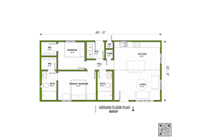 Floor Plan - Main Floor for Traditional House Plan #1106-20 - 2 bed, 2 bath
